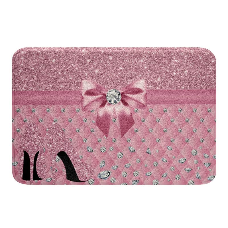 Pastel Pink Diamond Bathroom Rug 16"x24"