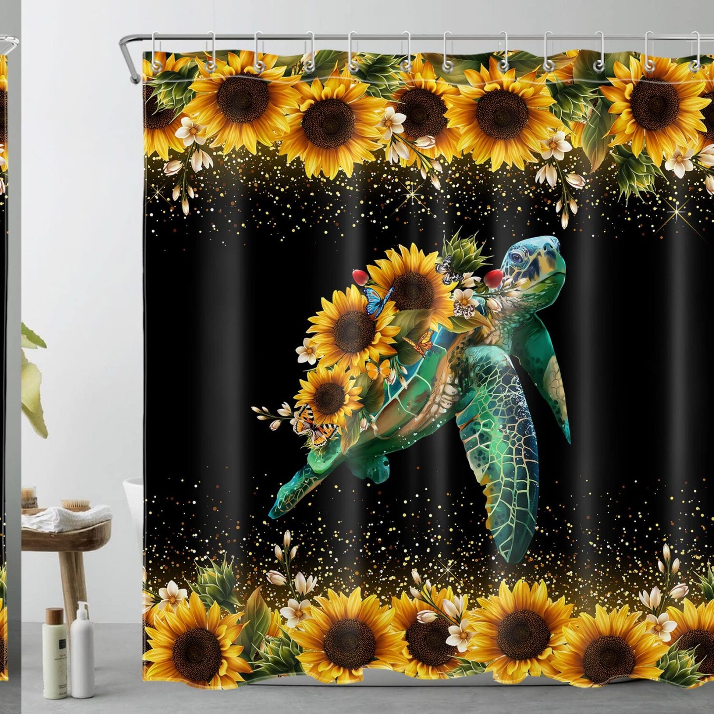 Sea Turtle Shower Curtain 69x70 Inches with Hooks