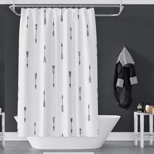 Grey Arrows 72x72 Inch Polyester Shower Curtain with Hooks