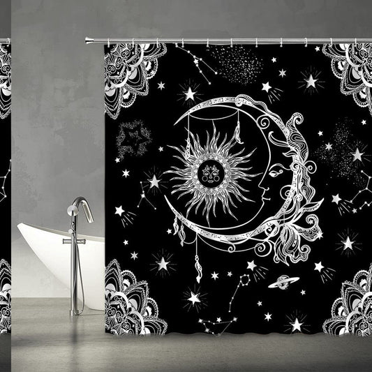 Burning Sun and Moon Shower Curtain 70x70 inches