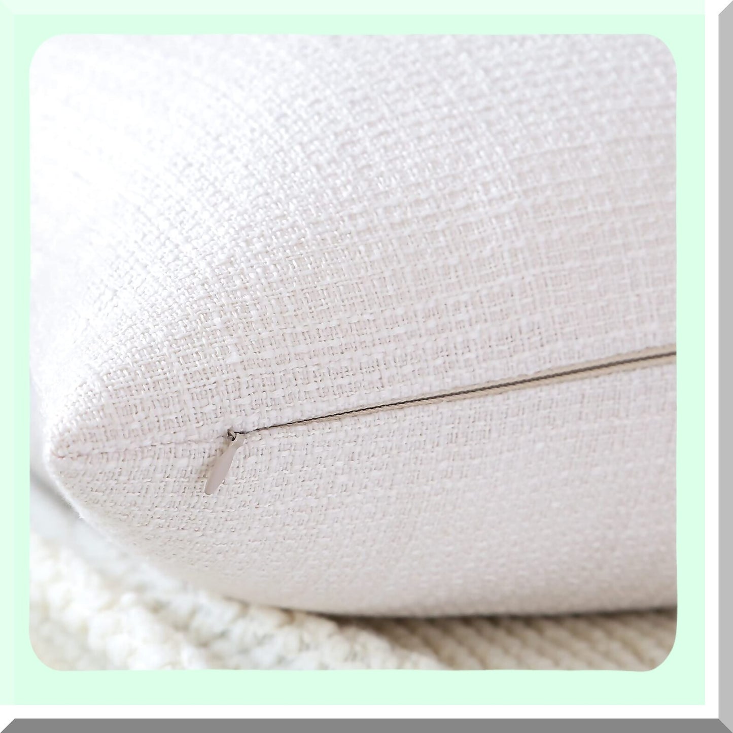 Cream White Linen Square Pillowcase Set - 14x14 Inch Decorative Cushion Covers for Home Decor, Sofa, Bedroom, Car - Pack of 2