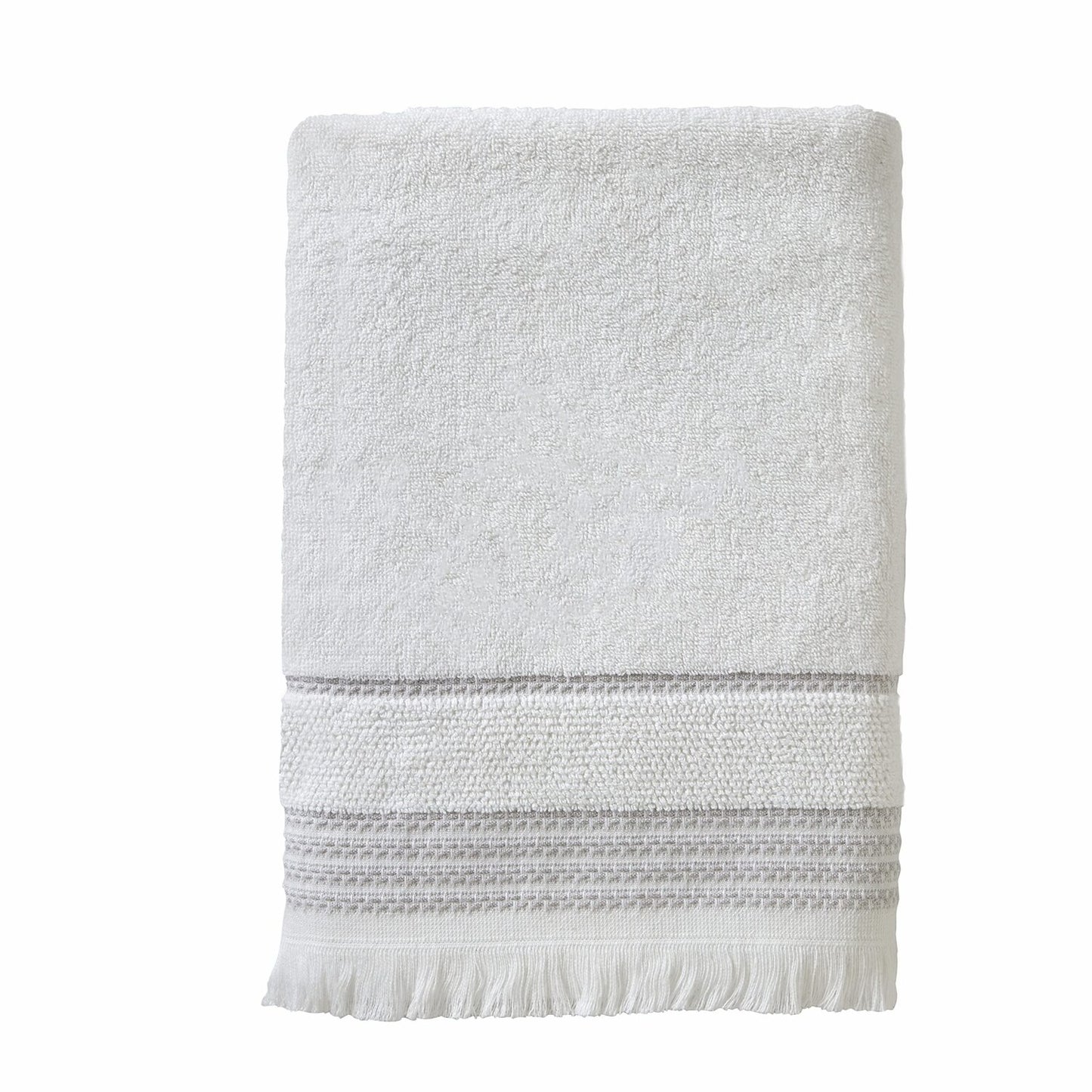 Casual Fringe White Bath Towel Set 28x54