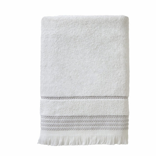 Casual Fringe White Bath Towel Set 28x54