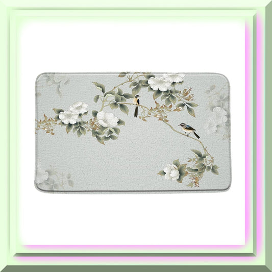 Watercolor Magnolia Vintage Bath Mat 20"x32"