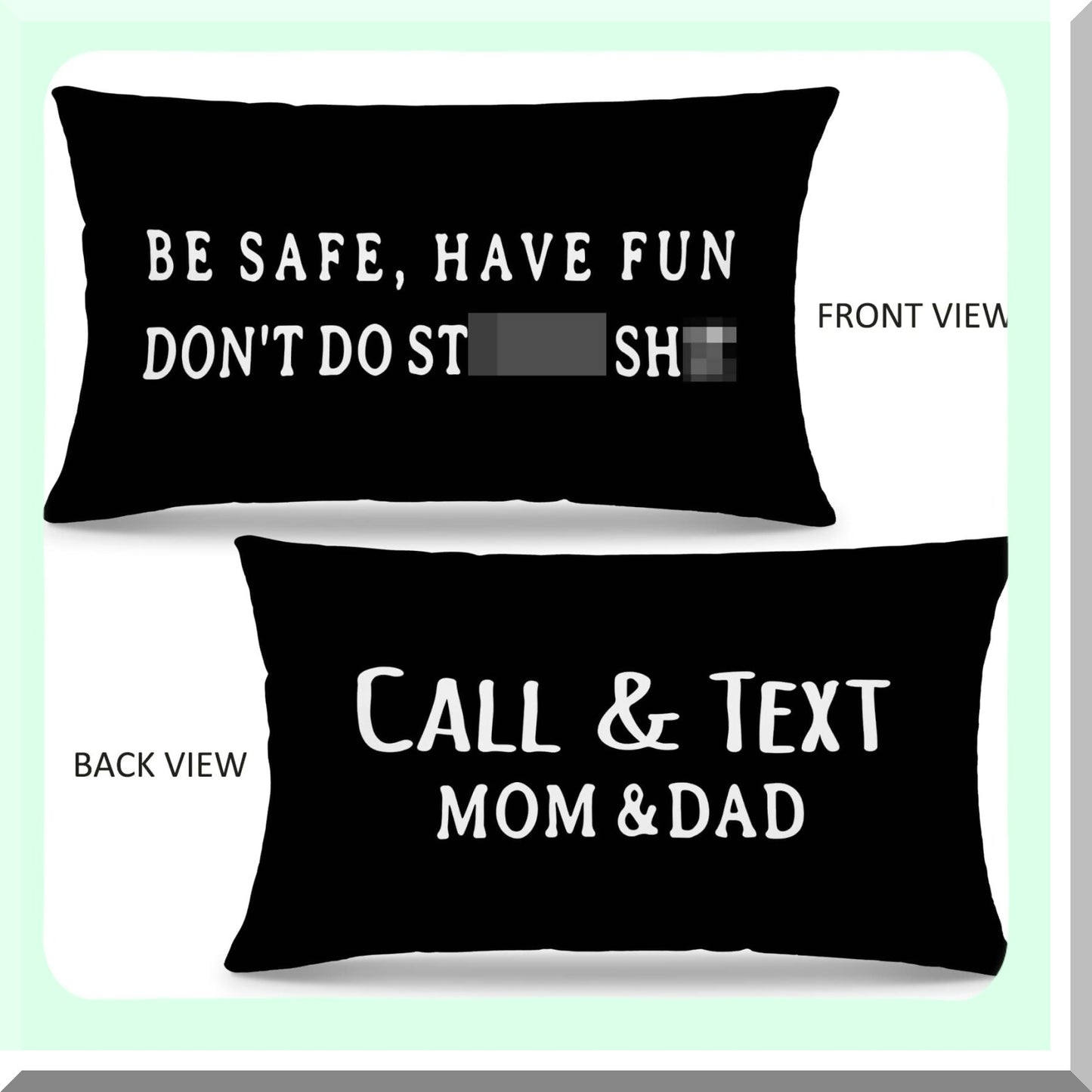 Funny Text Mom Dad Dorm Room College Bed Decorative Reversible Throw Pillow Cover - Call Your Mom - Gifts for College Freshmen - Black - 12 x 20
