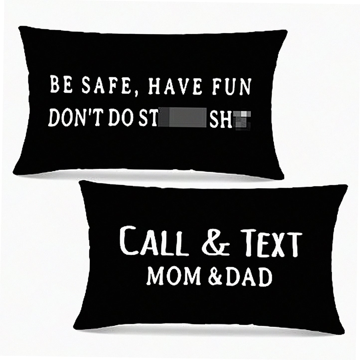 Funny Text Mom Dad Dorm Room College Bed Decorative Reversible Throw Pillow Cover - Call Your Mom - Gifts for College Freshmen - Black - 12 x 20