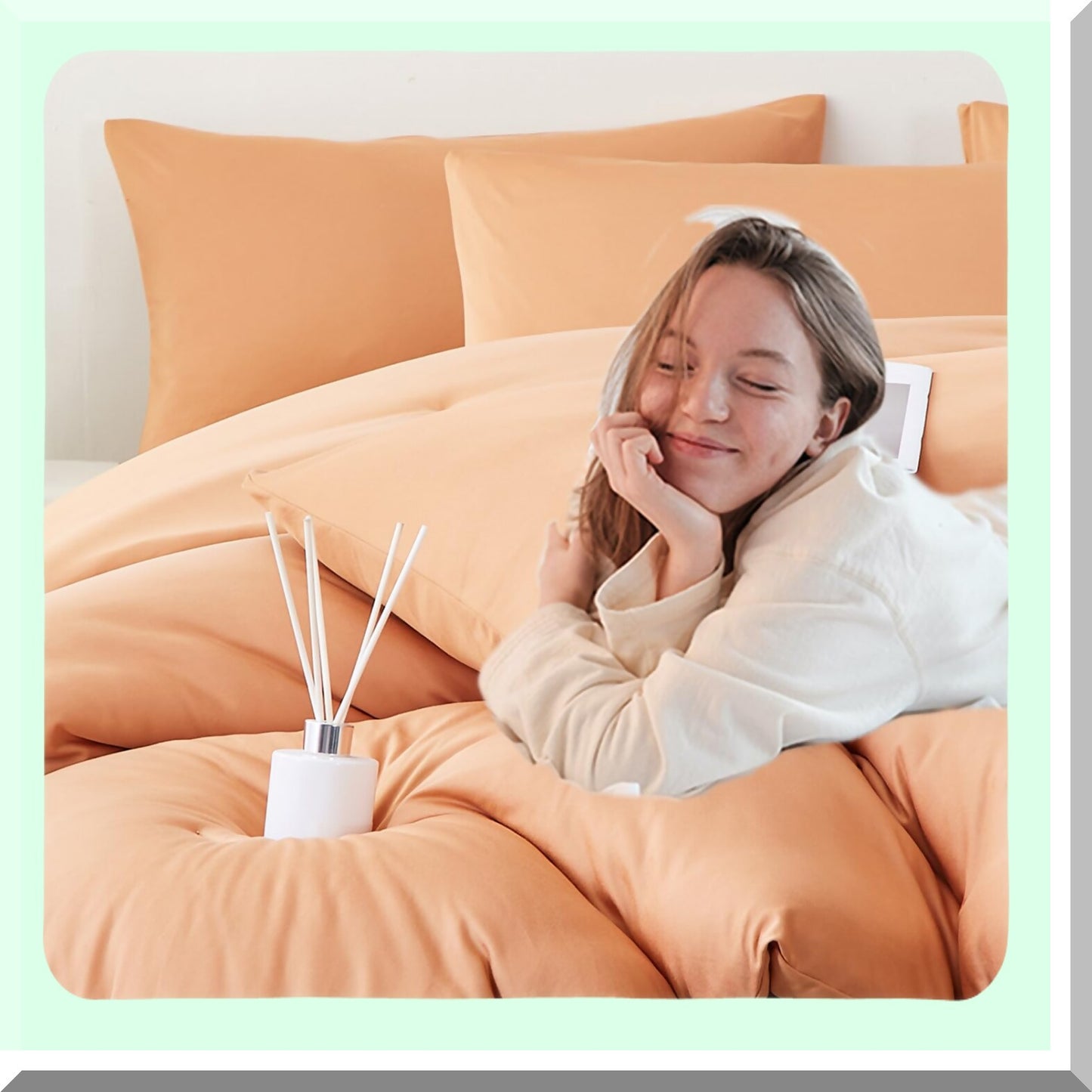 Marshmallow Comforter Set - Boho Bedding Collection | Twin Size 4 PCS Bed in a Bag with Burnt Orange Comforter, Pillowcases, Fitted Sheet | Super Soft Lightweight All Seasons Cozy Bed Set