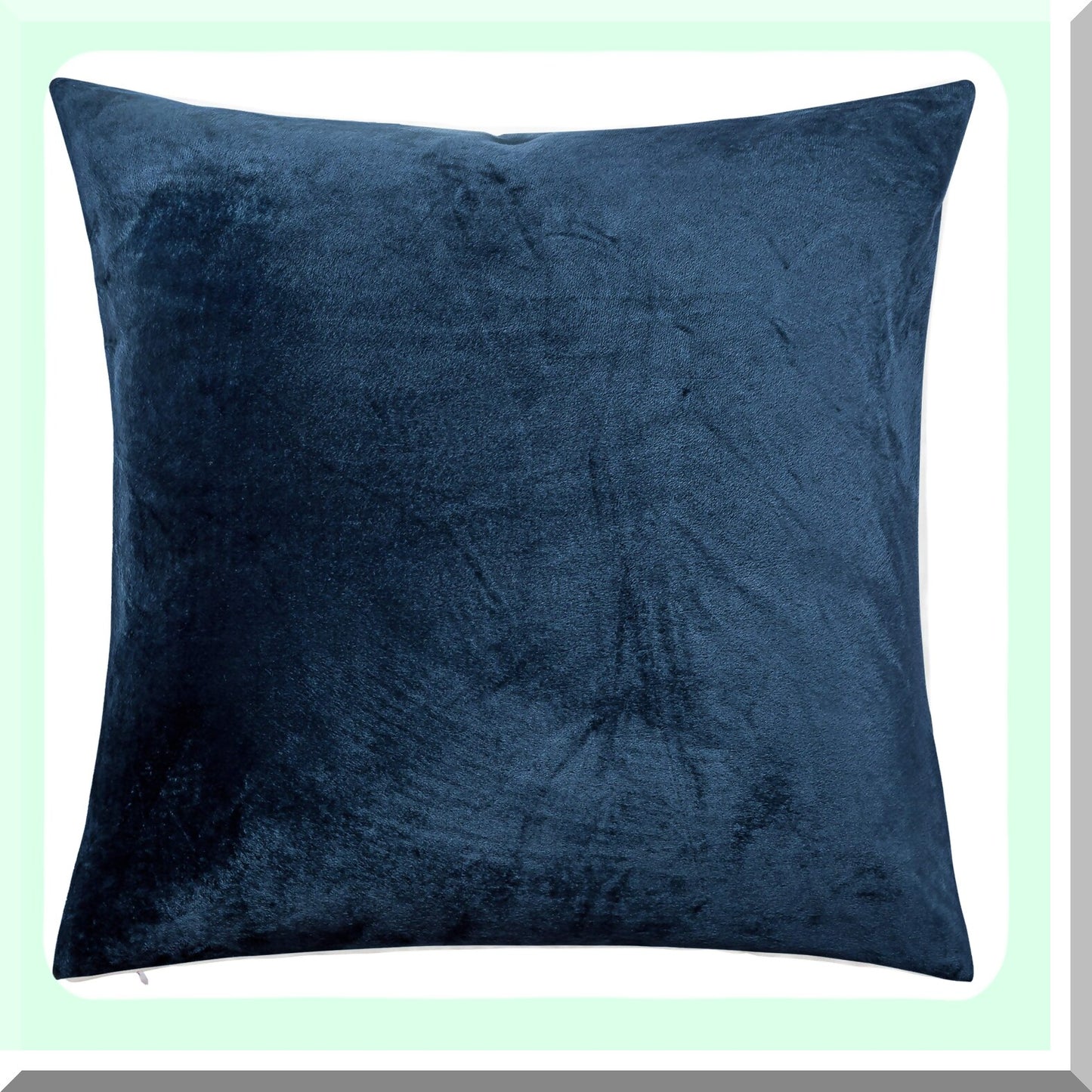 Luxury Velvet Square Zippered Throw Pillow Cover - Super Soft Decorative Euro Cushion for Sofa/Couch - 26x26 Inches - Navy Blue