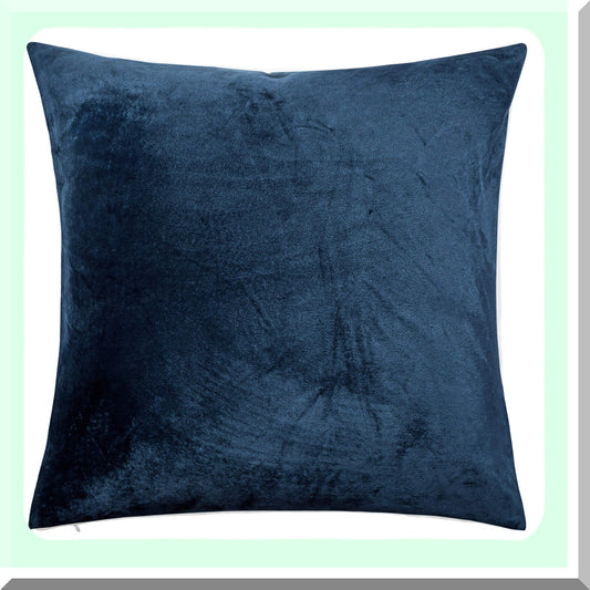 Luxury Velvet Square Zippered Throw Pillow Cover - Super Soft Decorative Euro Cushion for Sofa/Couch - 26x26 Inches - Navy Blue