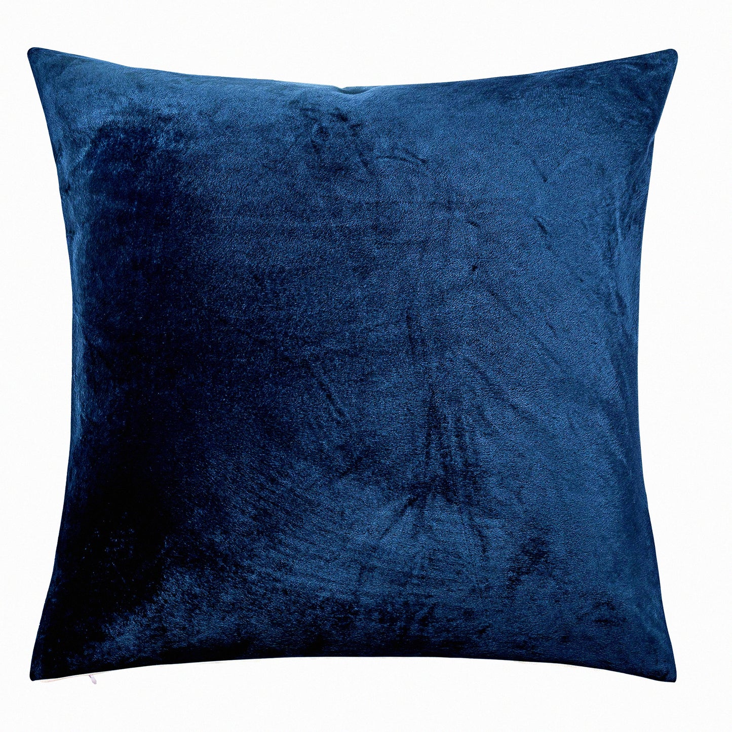 Luxury Velvet Square Zippered Throw Pillow Cover - Super Soft Decorative Euro Cushion for Sofa/Couch - 26x26 Inches - Navy Blue