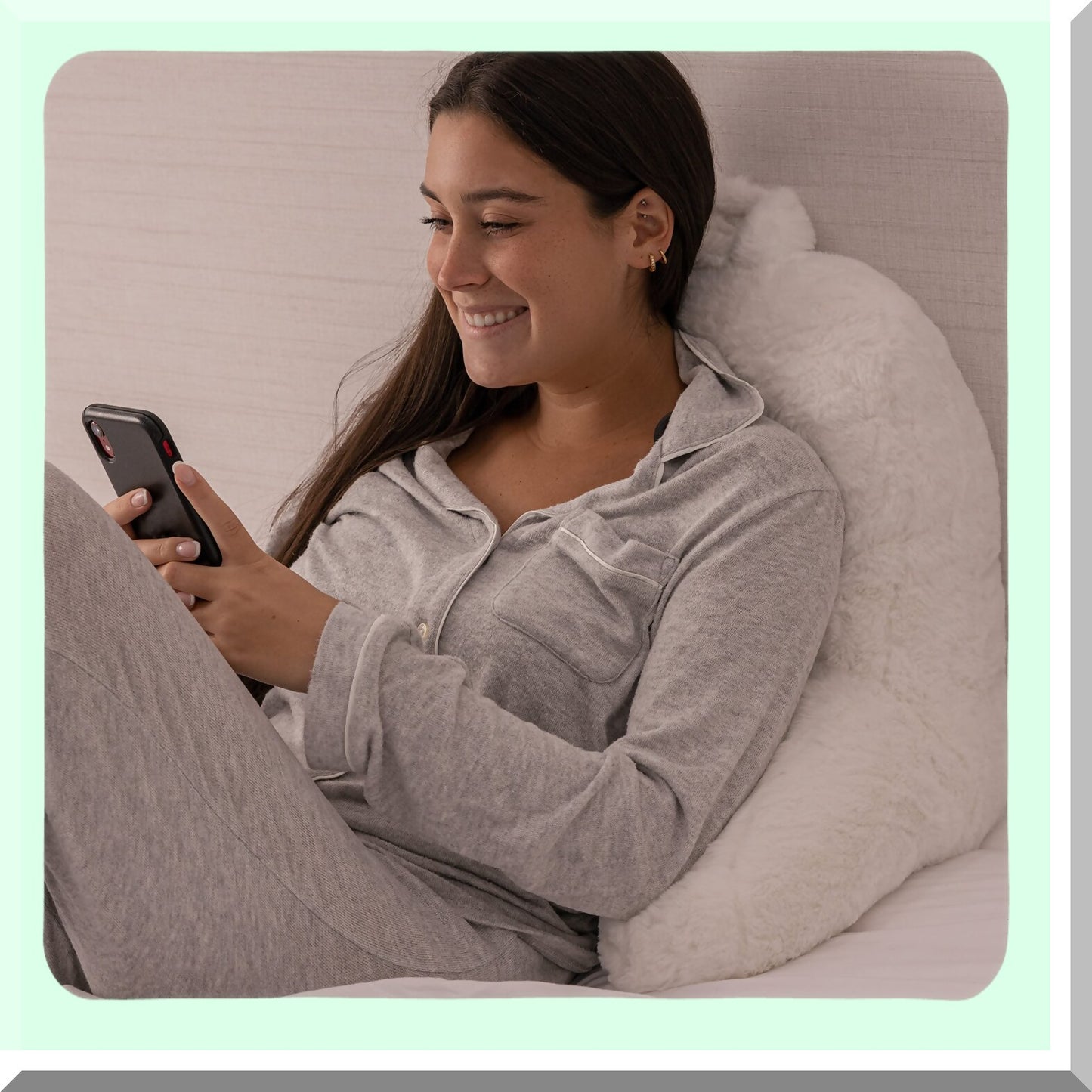 MemoryFoam Comfort Rest Pillow - Back Support Cushion for Reading & Sitting in Bed - Removable Cover - 18x15 inches - White - CozyComfort