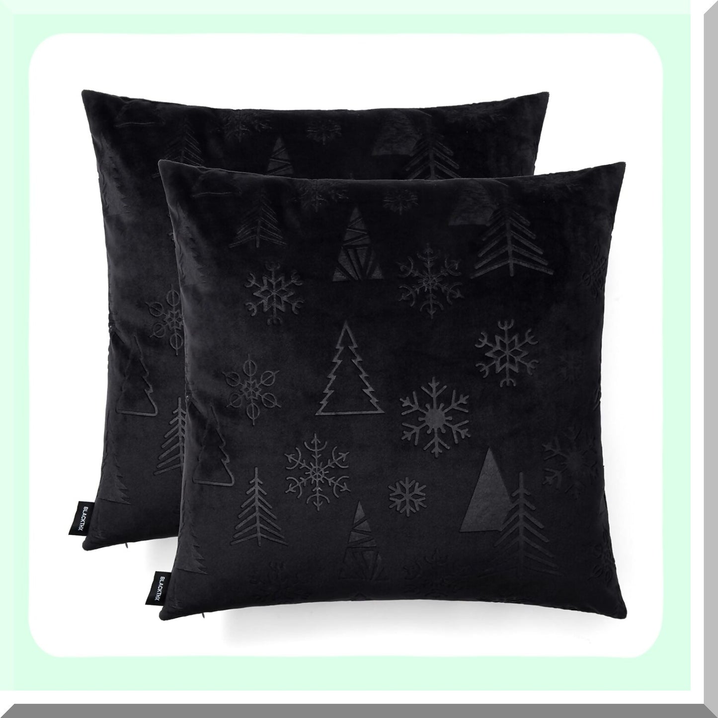 Gothic Velvet Pillow Covers - Set of 2 Black Decorative Throw Pillows 20x20 inch - Dark Home Decor Cushion Cases - Soft Goth Bedroom Accessories
