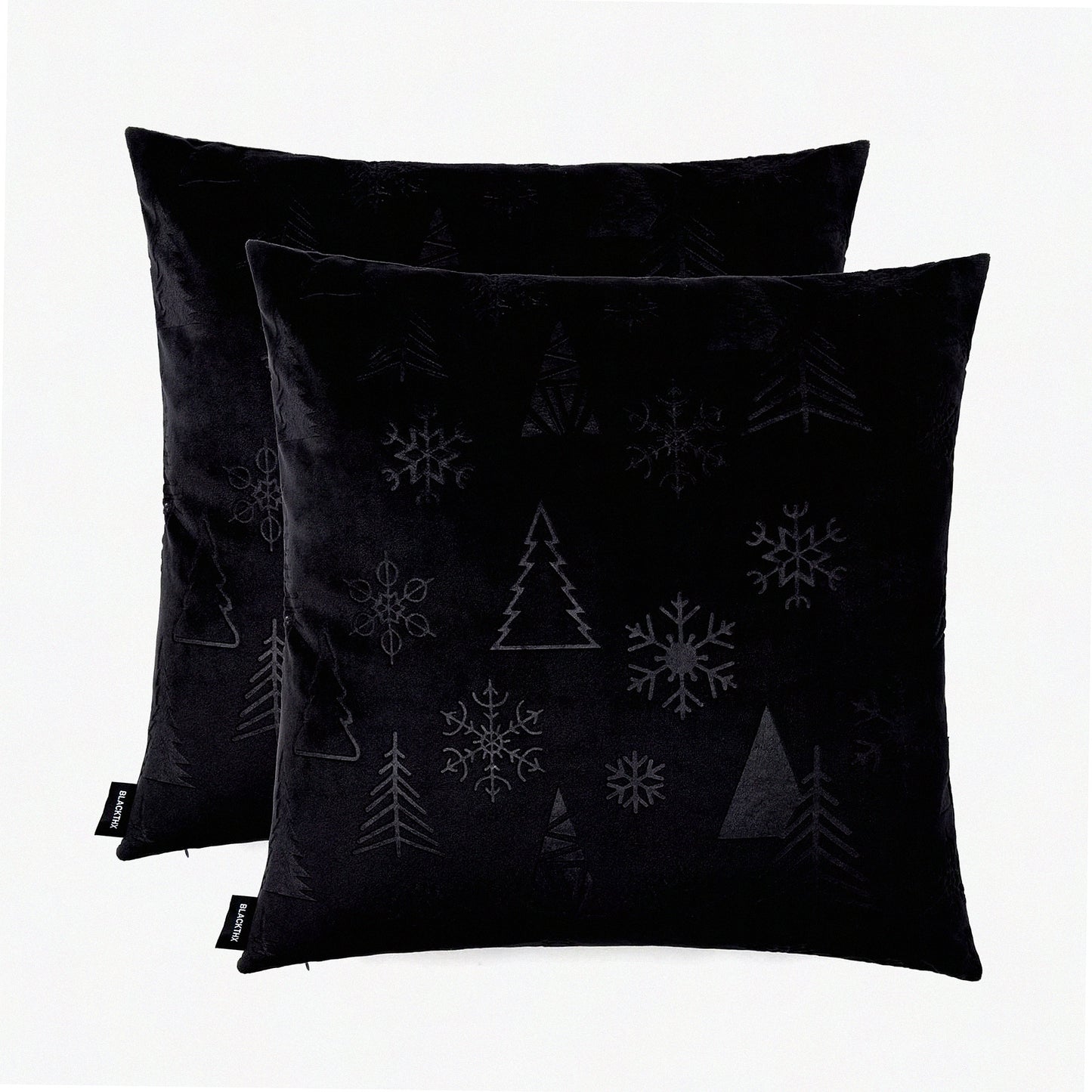 Gothic Velvet Pillow Covers - Set of 2 Black Decorative Throw Pillows 20x20 inch - Dark Home Decor Cushion Cases - Soft Goth Bedroom Accessories