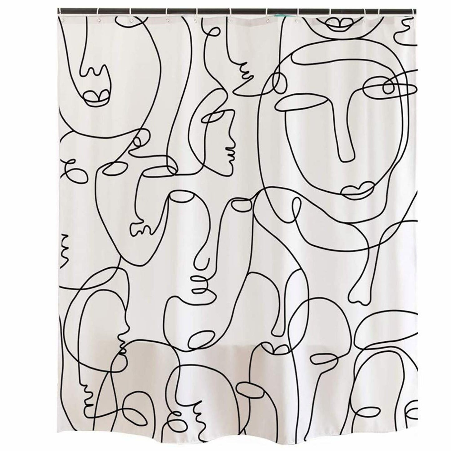 Abstract Face Black and White Shower Curtain 72"x72"