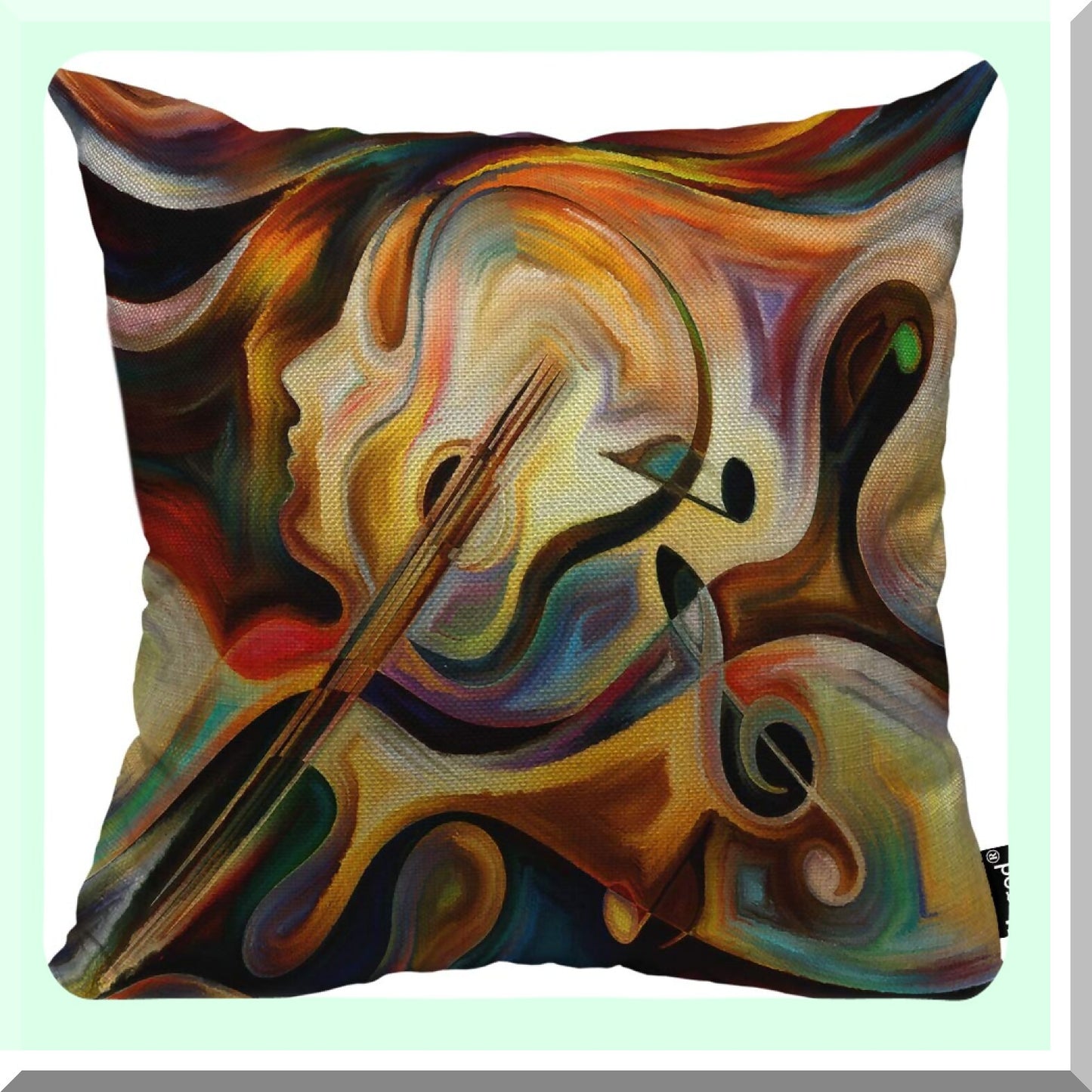 Musical Note Fluttering Pillow Cover - Red Brown Black Cotton Linen Square Cushion Case for Couch Sofa Bed 18x18 Inch - Decorative Throw Pillow Cover