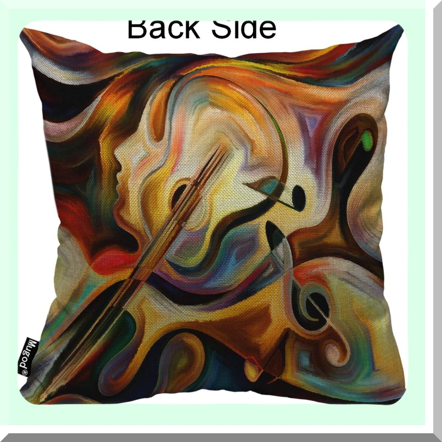 Musical Note Fluttering Pillow Cover - Red Brown Black Cotton Linen Square Cushion Case for Couch Sofa Bed 18x18 Inch - Decorative Throw Pillow Cover