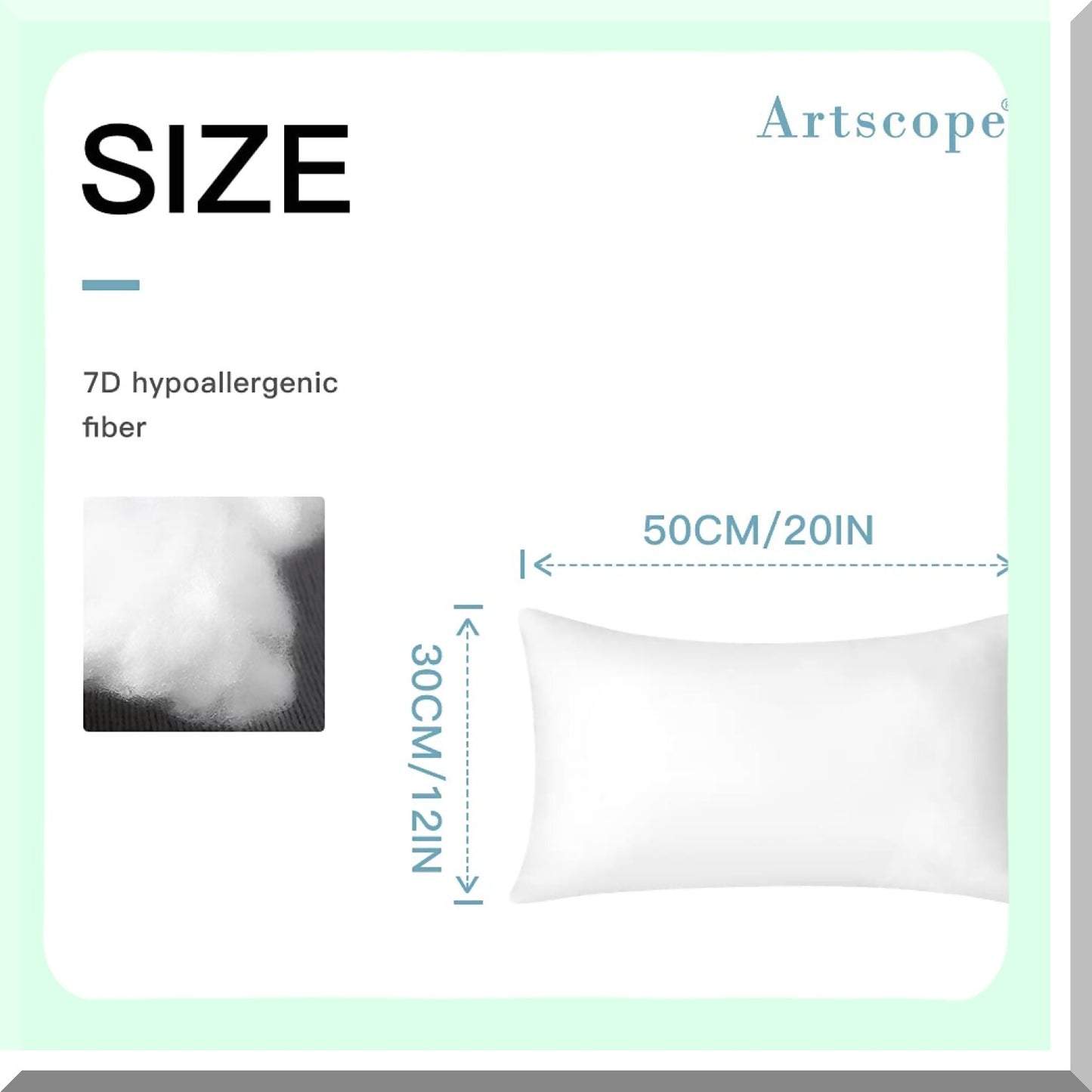 FluffCozy Pillow Inserts - Set of 2 Premium Cushion Stuffers for Couch or Bed - Soft Square Inner Pillows - Indoor Decorative Inserts 12" x 20"