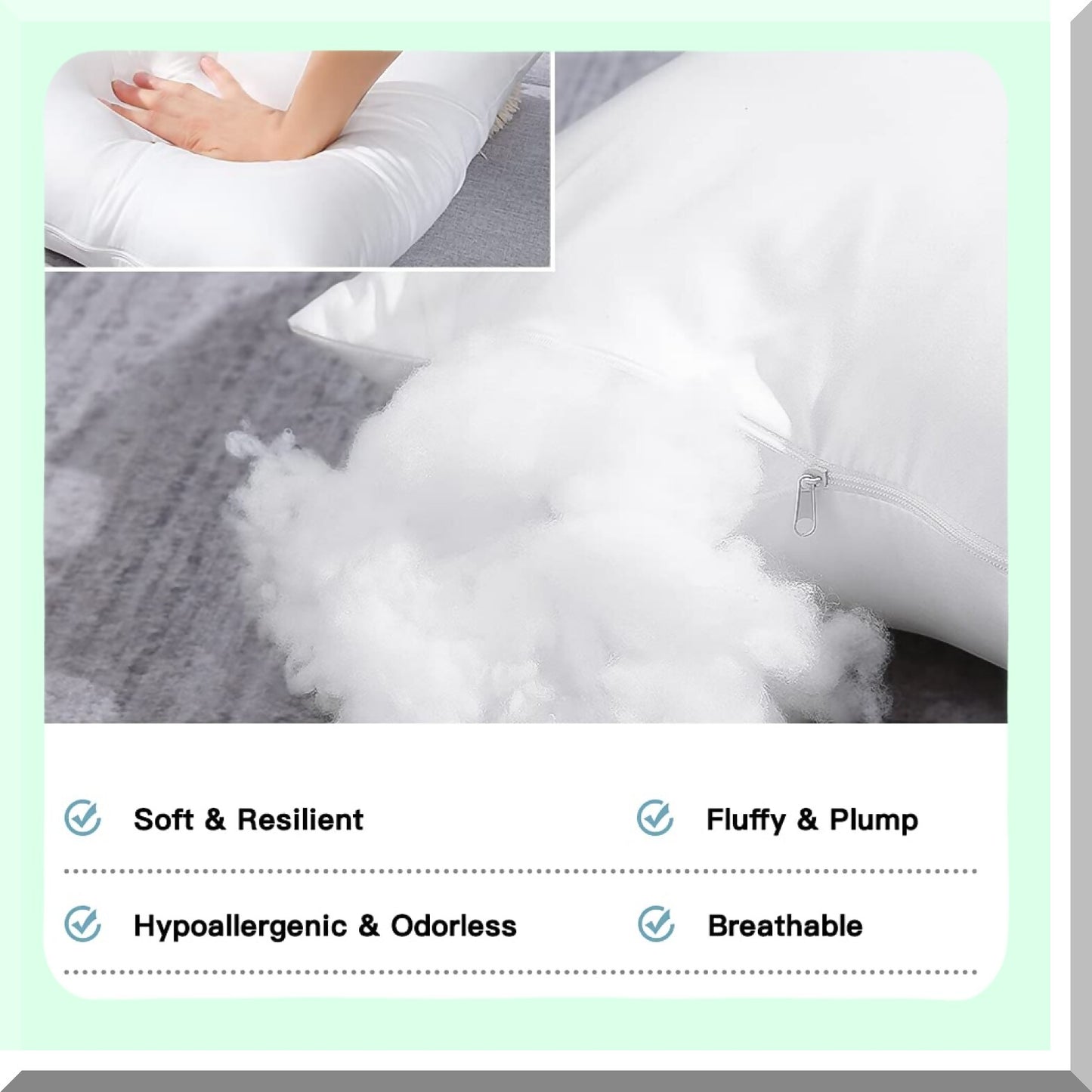 FluffCozy Pillow Inserts - Set of 2 Premium Cushion Stuffers for Couch or Bed - Soft Square Inner Pillows - Indoor Decorative Inserts 12" x 20"