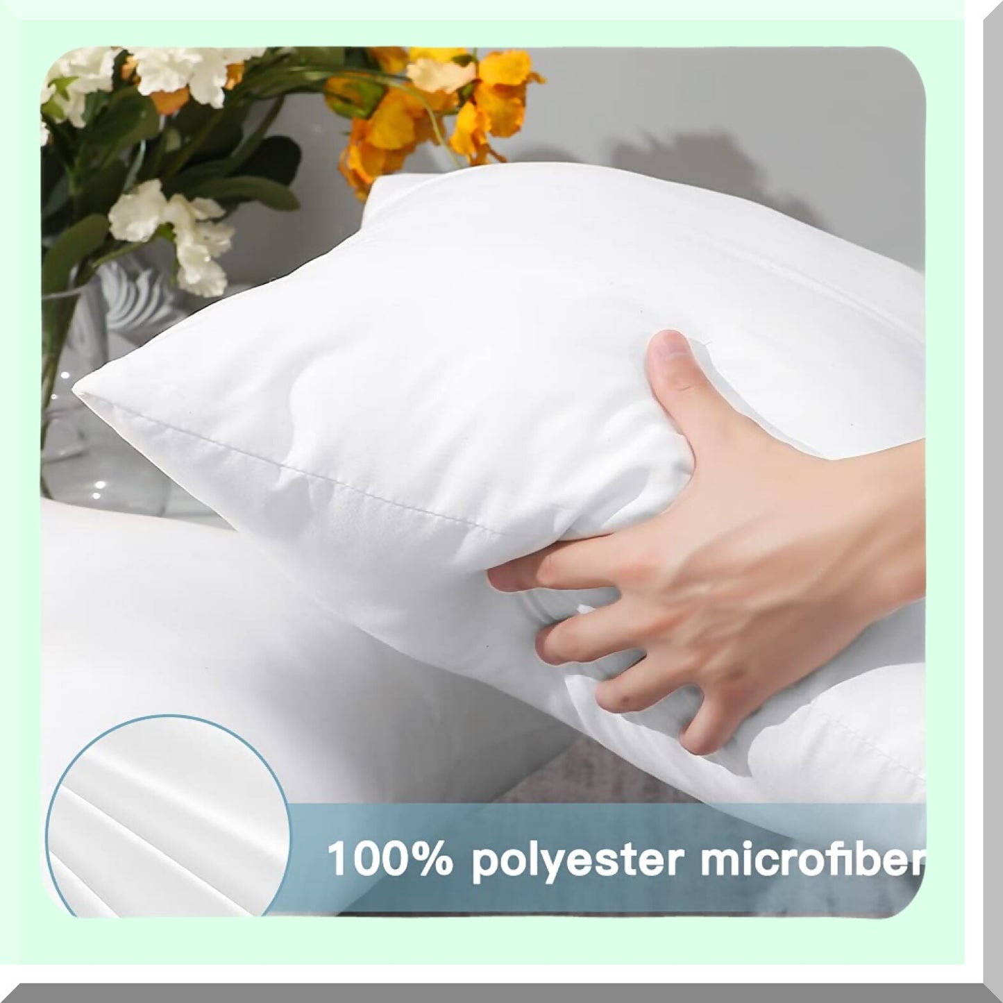 FluffCozy Pillow Inserts - Set of 2 Premium Cushion Stuffers for Couch or Bed - Soft Square Inner Pillows - Indoor Decorative Inserts 12" x 20"