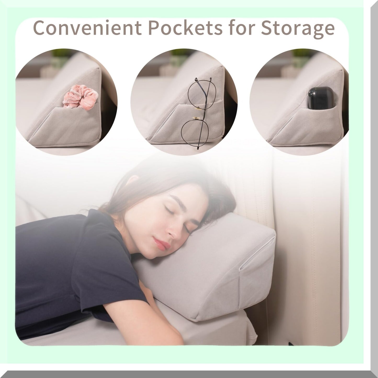SleepEase Memory Foam Bed Wedge - Headboard Pillow & Lumbar Backrest for Twin Size Beds. Triangle Body Positioner & Reading Bolster to Fill Bed Gap.