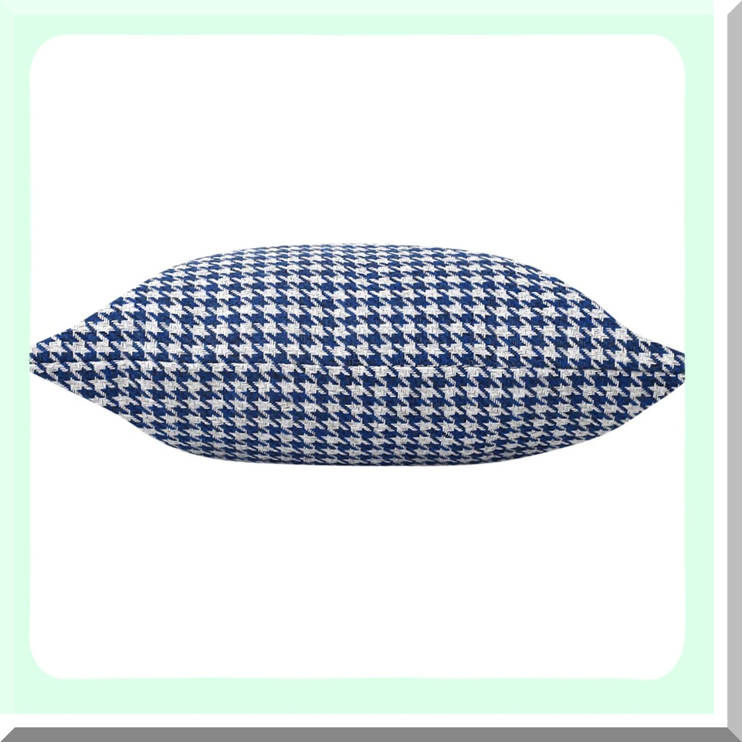 Geometric Cotton Linen Houndstooth Pillow Covers - Set of 2, Blue 18x18 Inches - Decorative Cushion Cases for Couch, Sofa, Bed, Chair