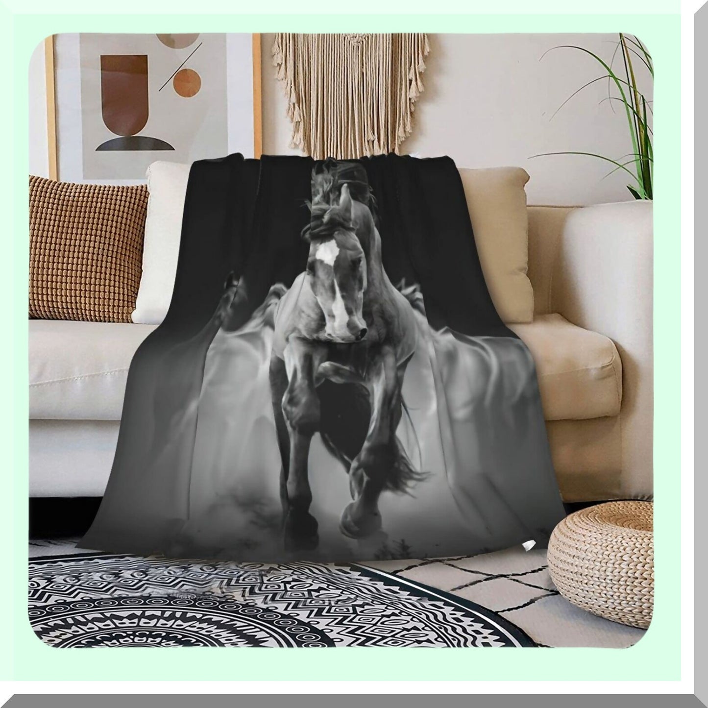 Equine Elegance: Ultra-Soft Micro Fleece Horse Throw Blanket for Bed, Couch, and Living Room