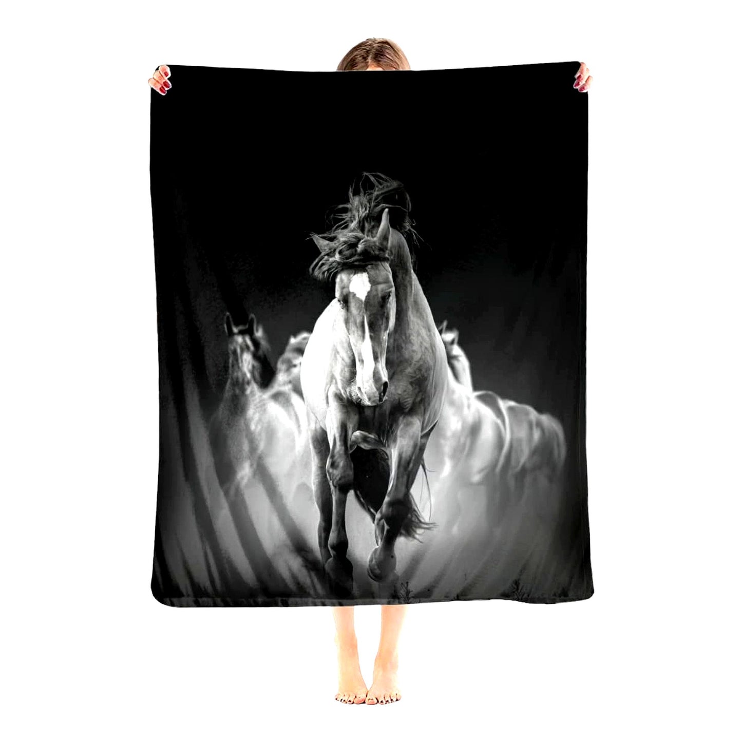 Equine Elegance: Ultra-Soft Micro Fleece Horse Throw Blanket for Bed, Couch, and Living Room