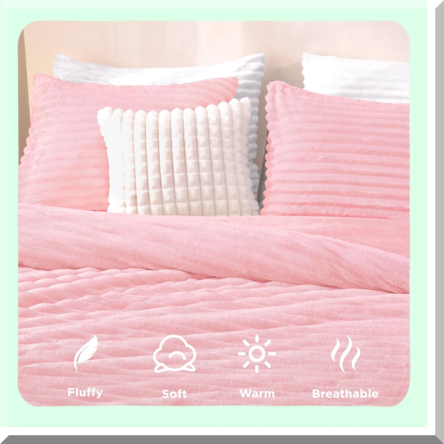 Winter Bliss Plush Comforter Set - Pink Fleece 3-Piece Bedding Set for Size Bed - Soft Warm Fluffy Luxury - Includes 1 Comforter and 2 Pillowcases - Cozy Bedroom Decor