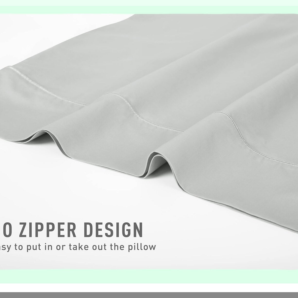 Silver Dream Queen Pillowcase Set - 100% Cotton, 2030 inches, Soft & Breathable, Solid Gray with Silver Trim - Pack of 2