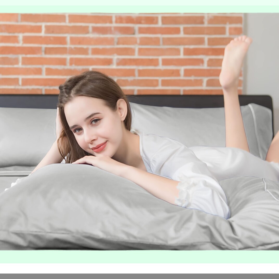 Silver Dream Queen Pillowcase Set - 100% Cotton, 2030 inches, Soft & Breathable, Solid Gray with Silver Trim - Pack of 2