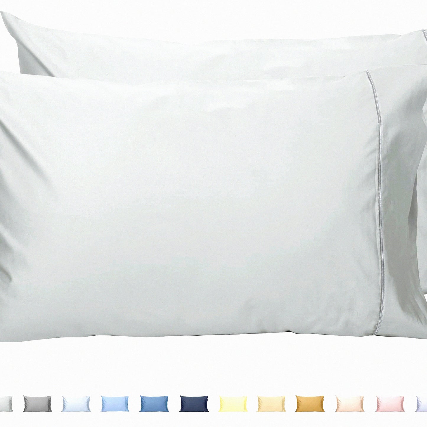 Silver Dream Queen Pillowcase Set - 100% Cotton, 2030 inches, Soft & Breathable, Solid Gray with Silver Trim - Pack of 2