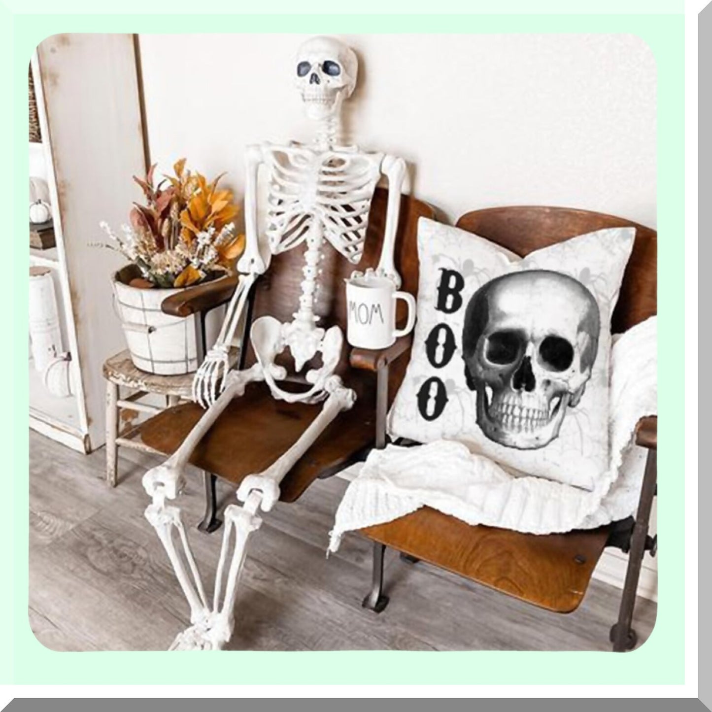 Spooky Raven Crow Pillow Covers Set - Halloween Decorative Throw Cushion Cases - Trick or Treat Outdoor Fall Decorations for Couch - 18x18 Black Skull Boo Pillows