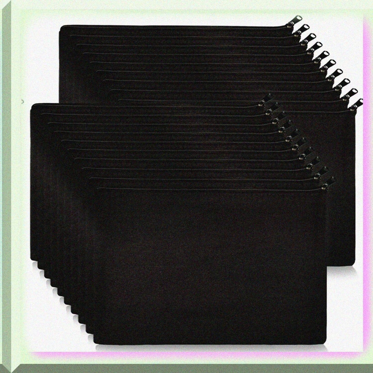 20 Black Canvas Makeup Bags 9x7 with Zipper