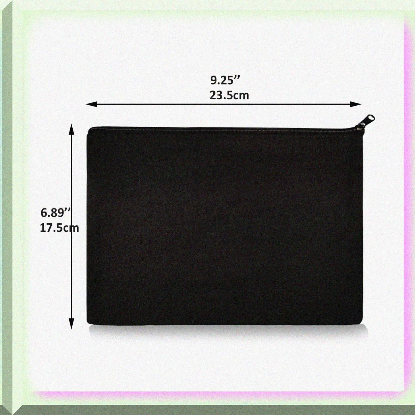 20 Black Canvas Makeup Bags 9x7 with Zipper