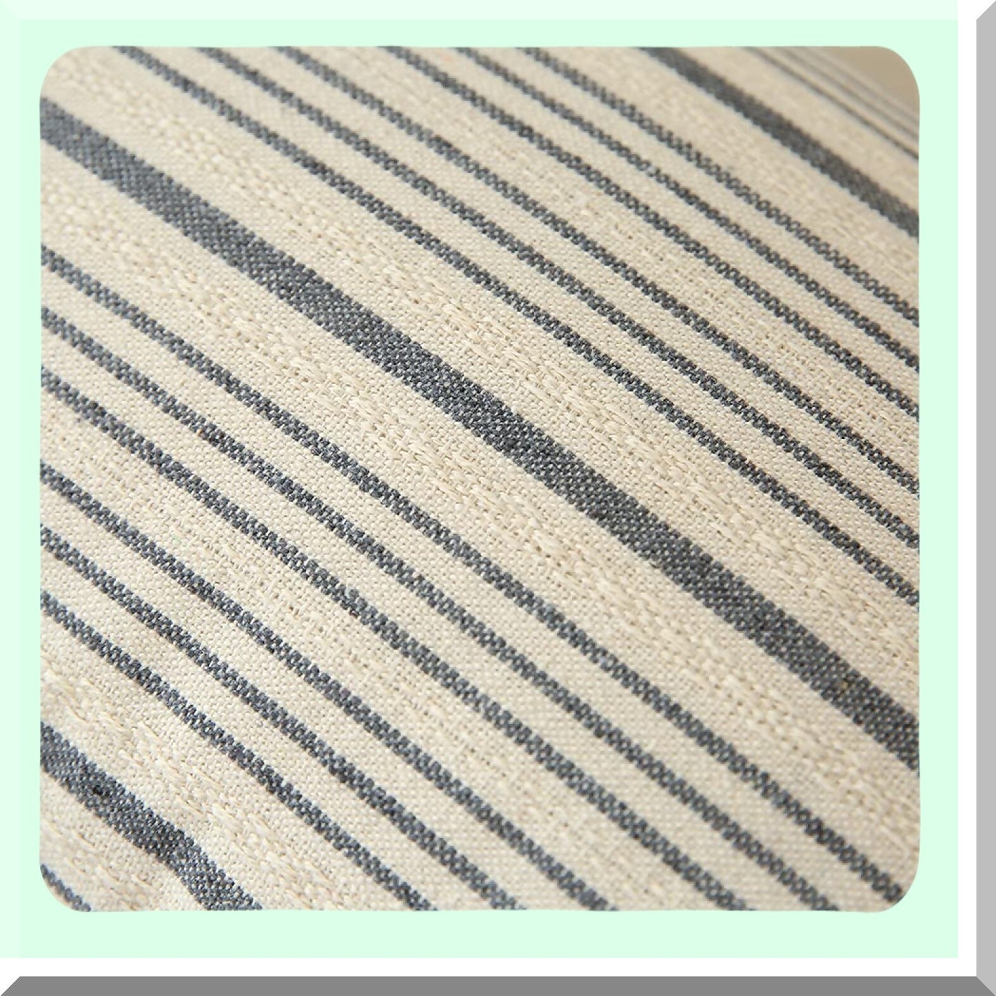 Striped Linen Farmhouse Pillow Covers - Set of 2 Modern Accent Square Decorative Cushion Cases for Sofa Couch Chair Bedroom - Grey & Cream 18x18