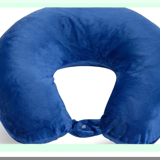 CozyTravel Neck Pillow - Soft Microfiber, Compact & Cobalt Blue - Perfect for Adults on Plane or Car Journeys - Essential Comfort & Support