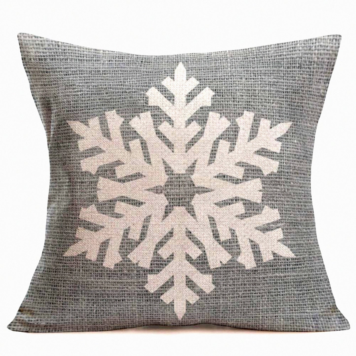 Winter Wonderland Snowflake Decorative Pillow Cover - Festive Xmas Home Decor for Sofa, Cotton Linen Cushion Case 18x18 Inch Outdoor Snowflake Theme
