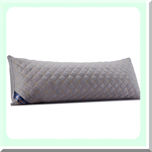 PlushDreams Adjustable Loft Body Pillow - Hypoallergenic Fluffy Quilted Pillow for Adults - Premium Quality Down Alternative - Gray-LightGray, 21x54