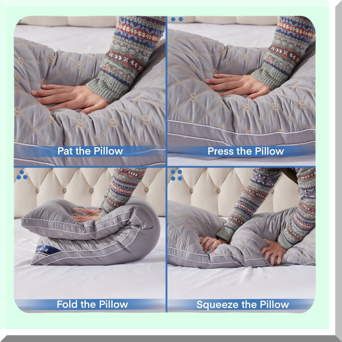 PlushDreams Adjustable Loft Body Pillow - Hypoallergenic Fluffy Quilted Pillow for Adults - Premium Quality Down Alternative - Gray-LightGray, 21x54