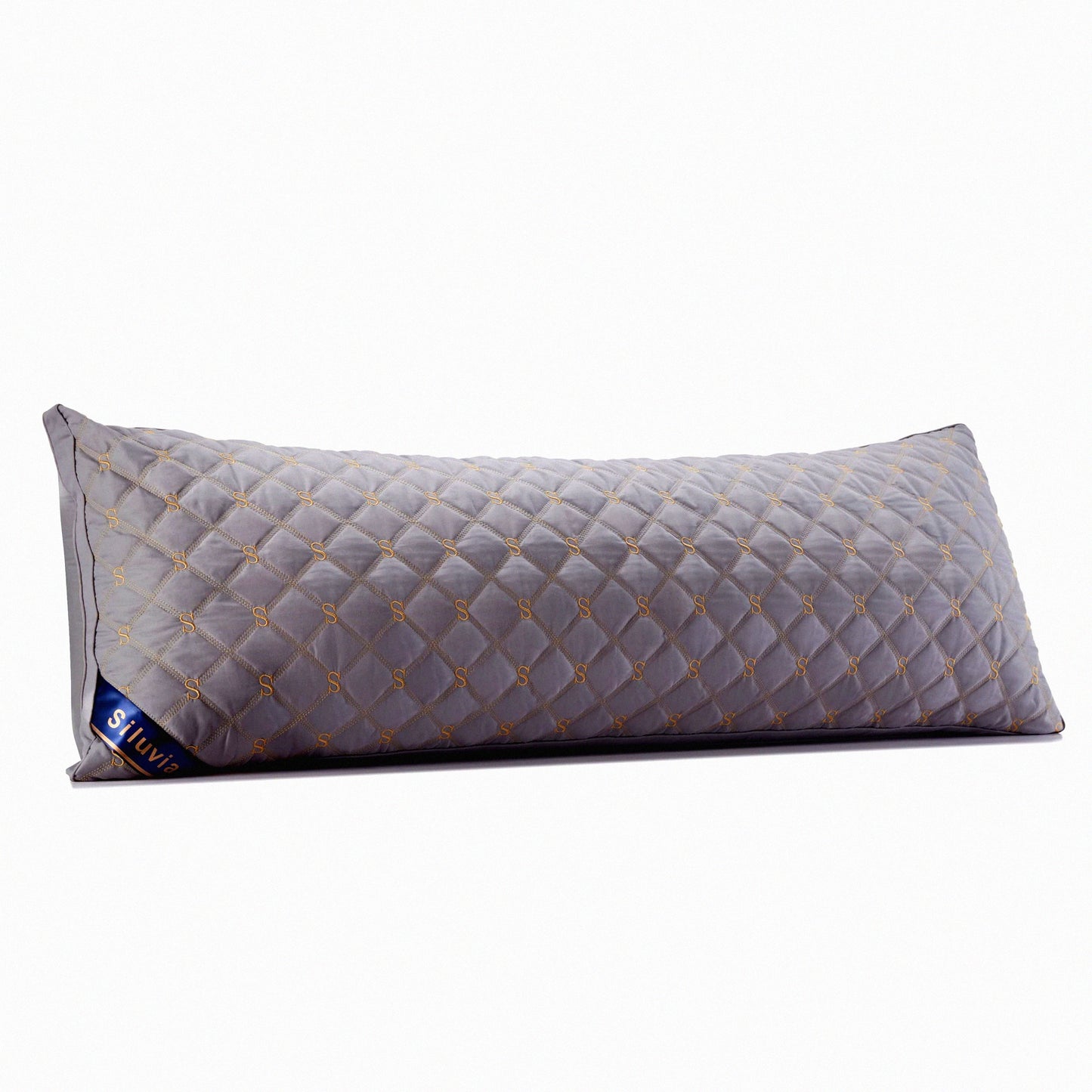 PlushDreams Adjustable Loft Body Pillow - Hypoallergenic Fluffy Quilted Pillow for Adults - Premium Quality Down Alternative - Gray-LightGray, 21x54
