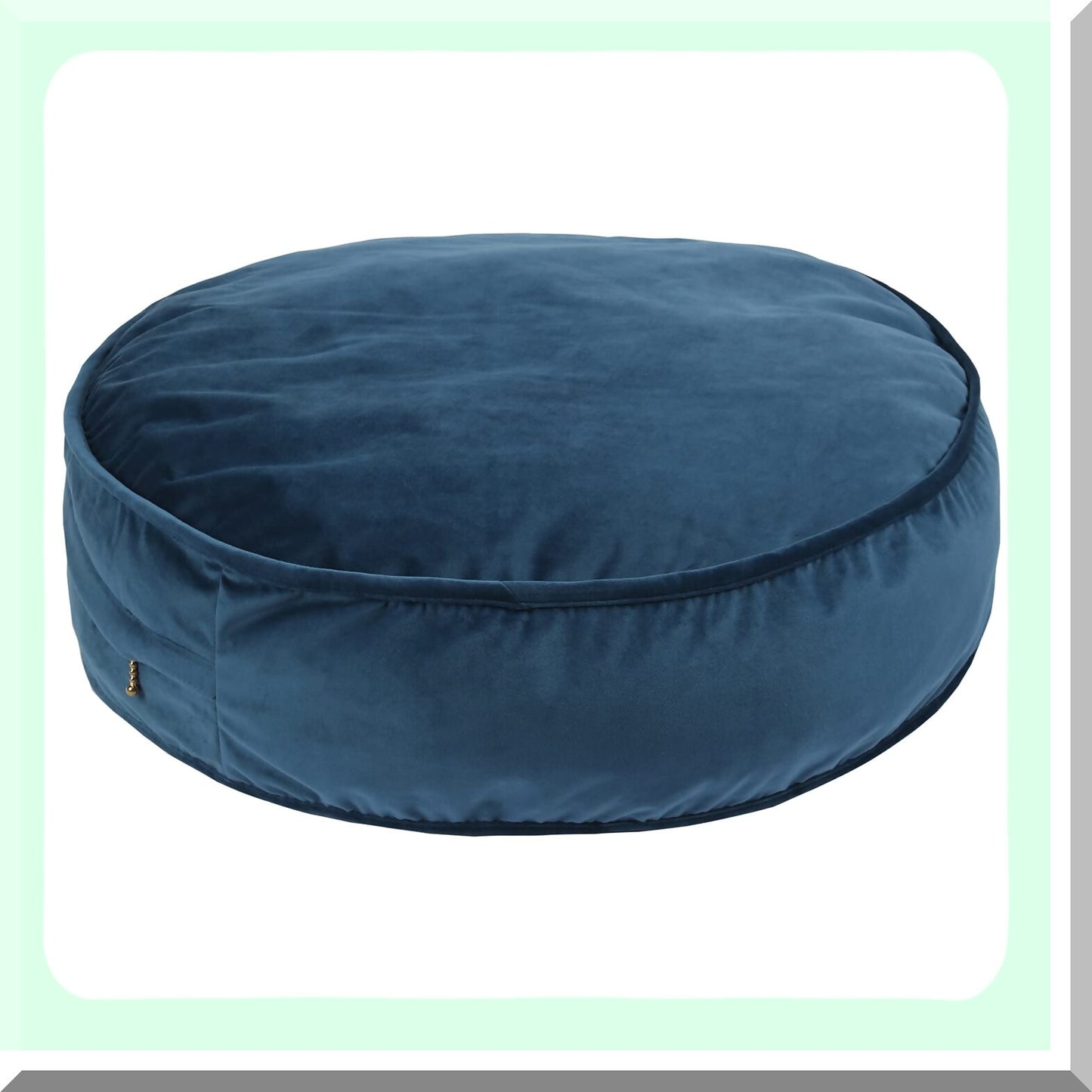 Velvet Round Meditation Cushion - Plush Dark Blue Floor Pillow Cover for Yoga Seating, Reading Room Decor - 25.6IN Throw Pouf Case
