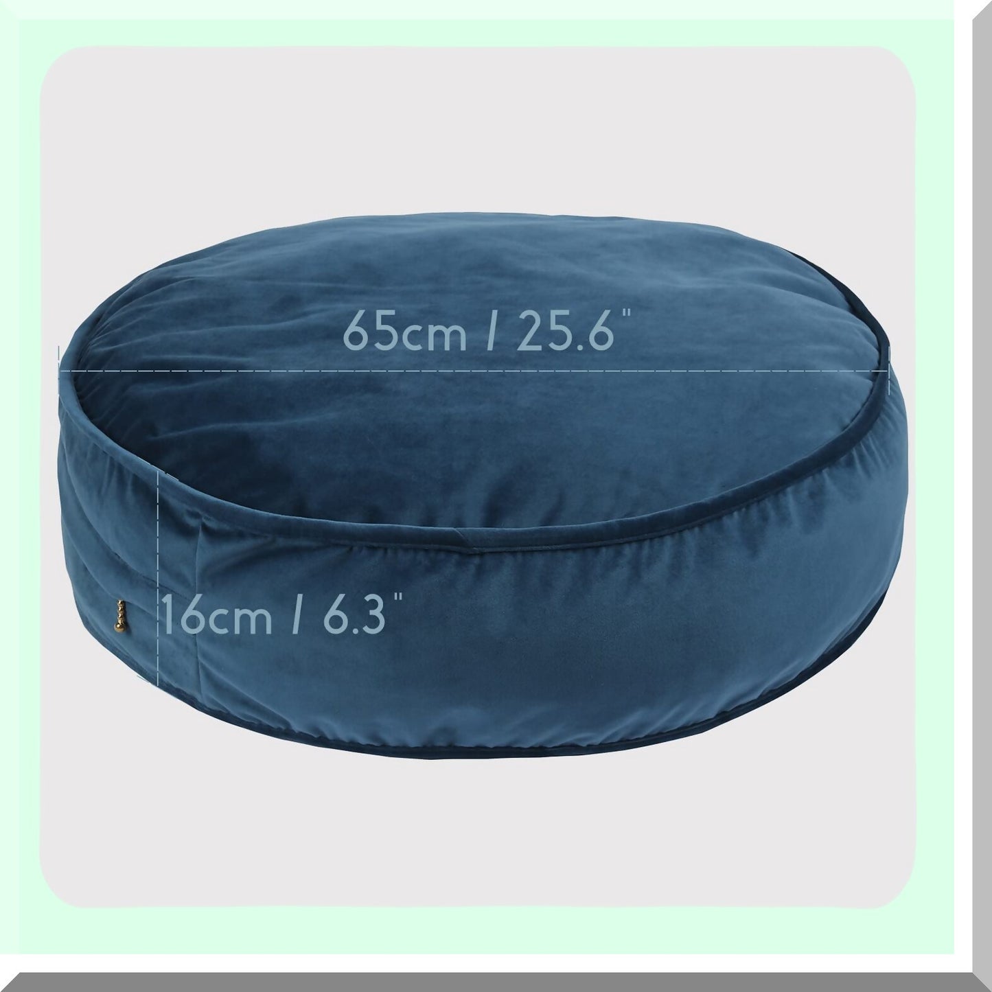 Velvet Round Meditation Cushion - Plush Dark Blue Floor Pillow Cover for Yoga Seating, Reading Room Decor - 25.6IN Throw Pouf Case