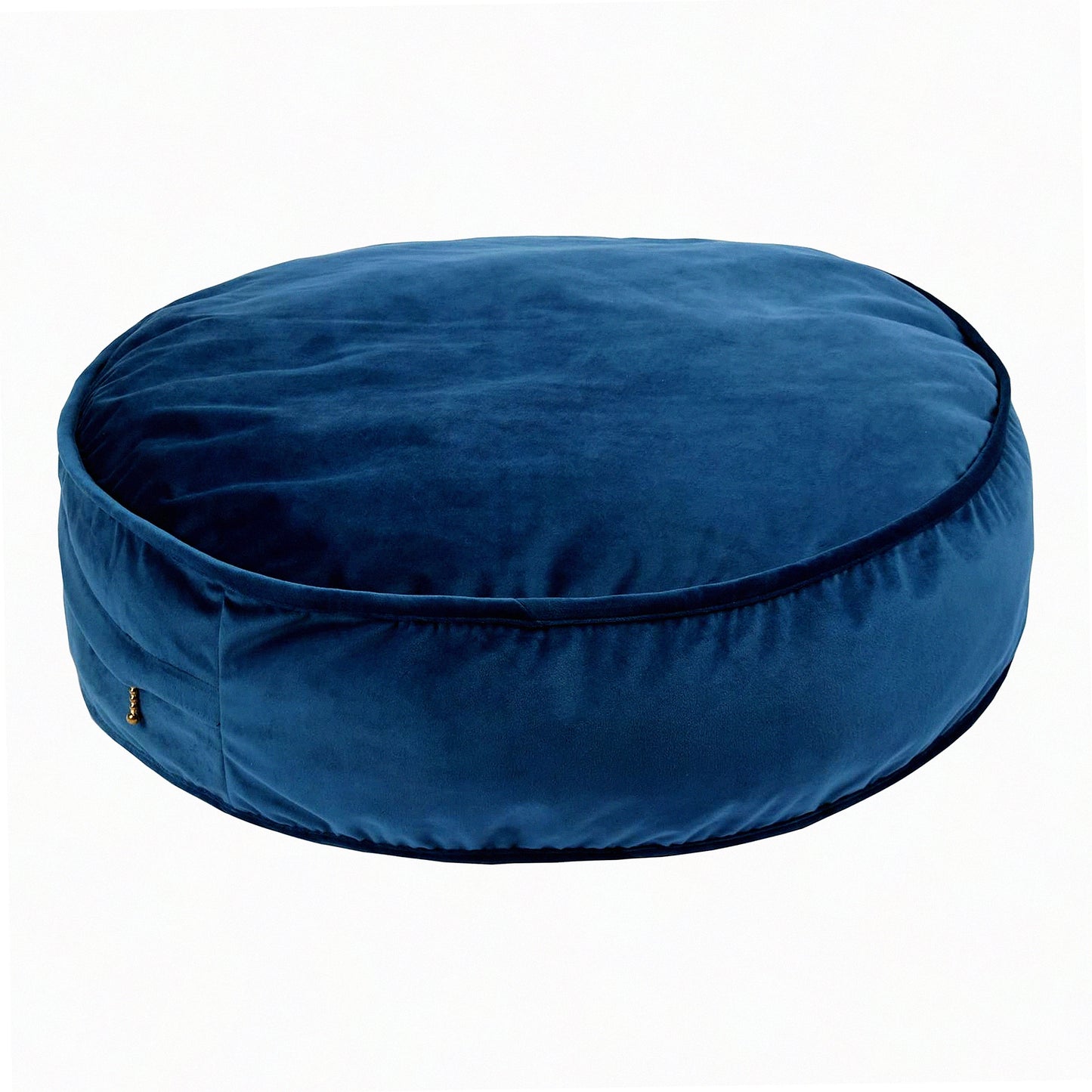 Velvet Round Meditation Cushion - Plush Dark Blue Floor Pillow Cover for Yoga Seating, Reading Room Decor - 25.6IN Throw Pouf Case