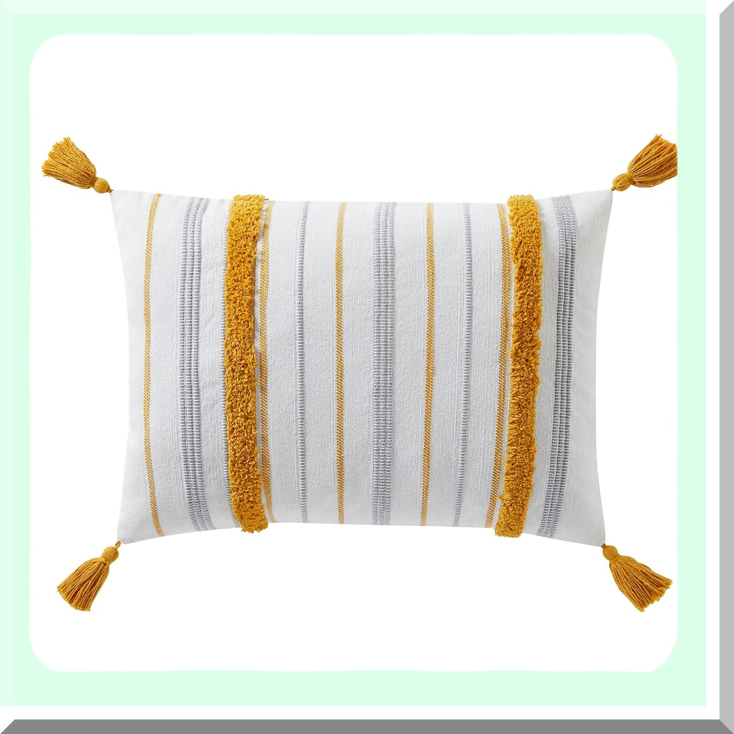 Medallion Stripe Tufted Pillow - 14" x 20" Luxurious Cushion for Home Decor, Soft and Comfortable Support for Neck and Back, Stylish Design