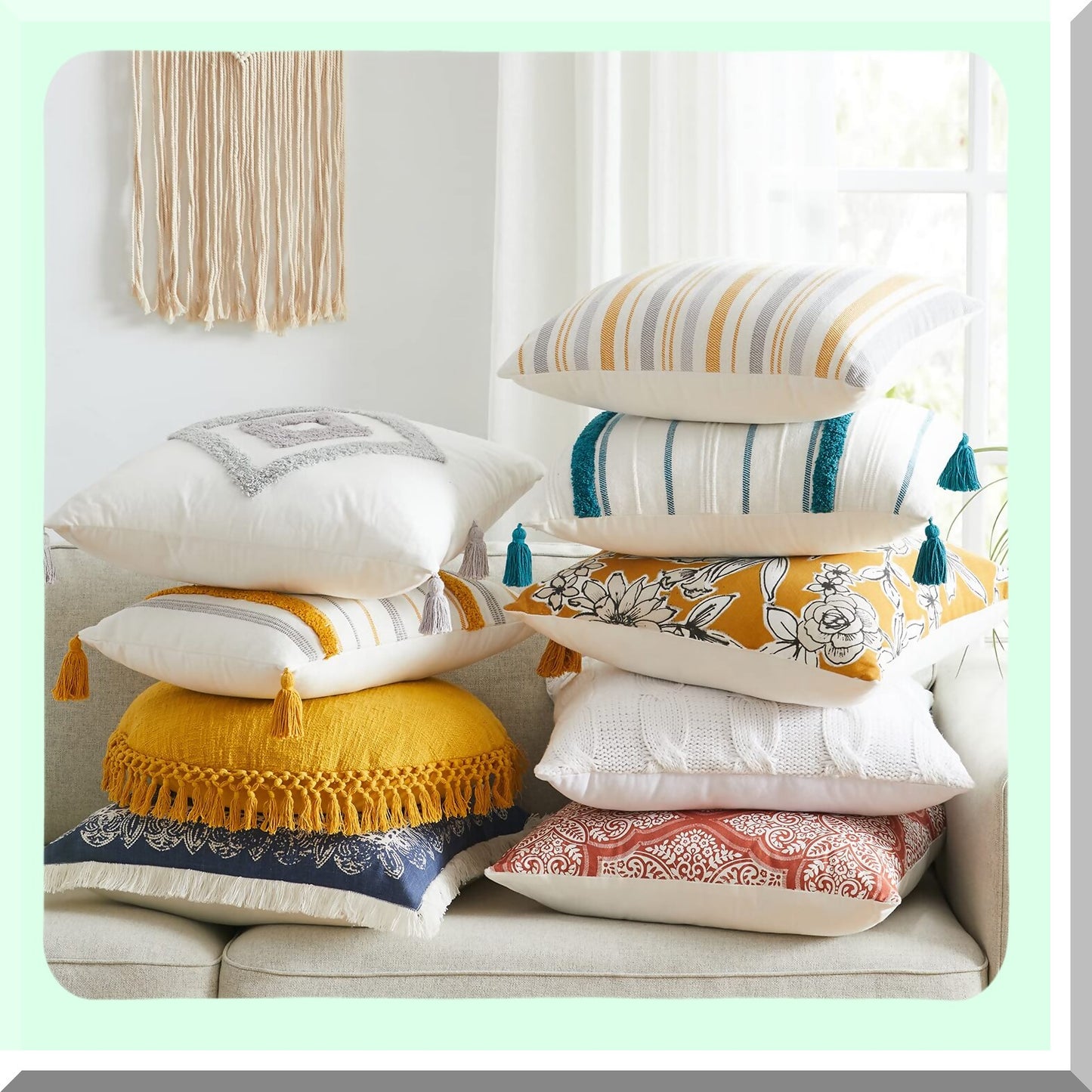 Medallion Stripe Tufted Pillow - 14" x 20" Luxurious Cushion for Home Decor, Soft and Comfortable Support for Neck and Back, Stylish Design