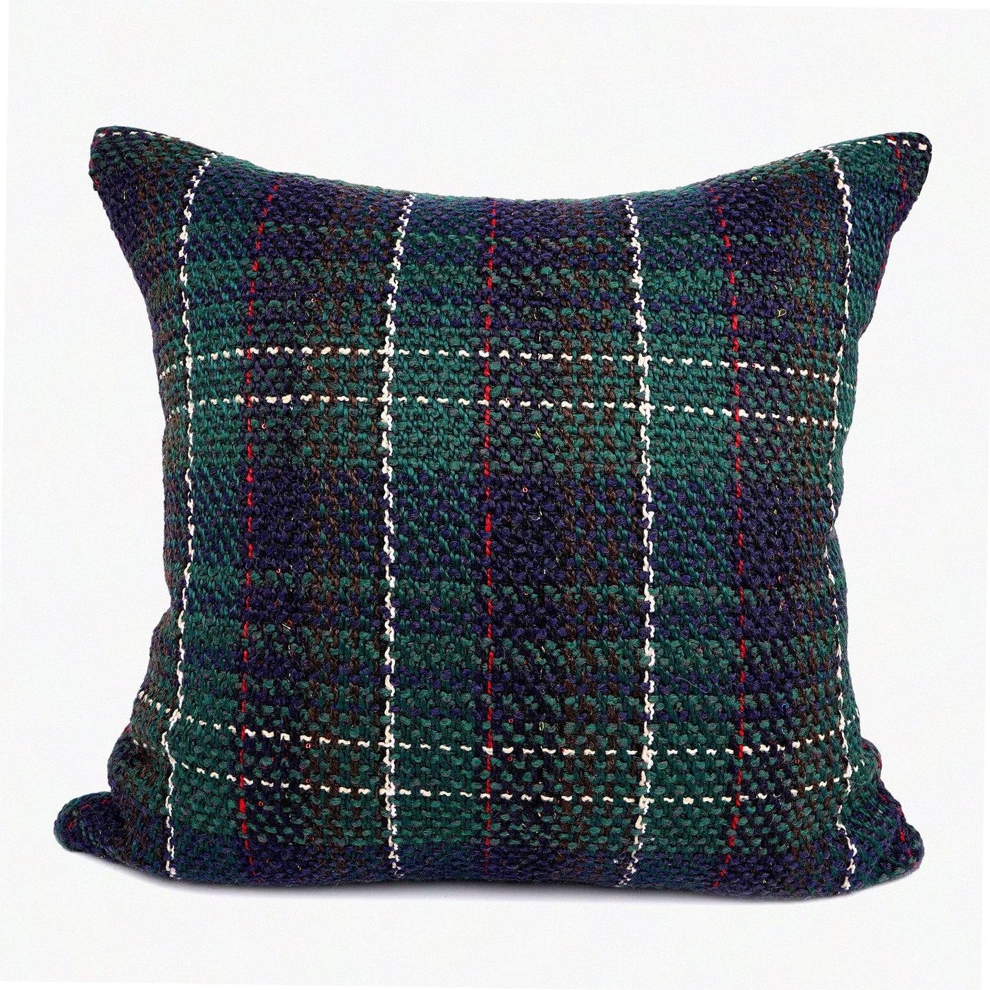 Retro Farmhouse Buffalo Tartan Stripe Plaid Cotton Linen Throw Pillow Cover - Green 18x18 - Knitting Wool Decorative Cushion Case Sofa Indoor