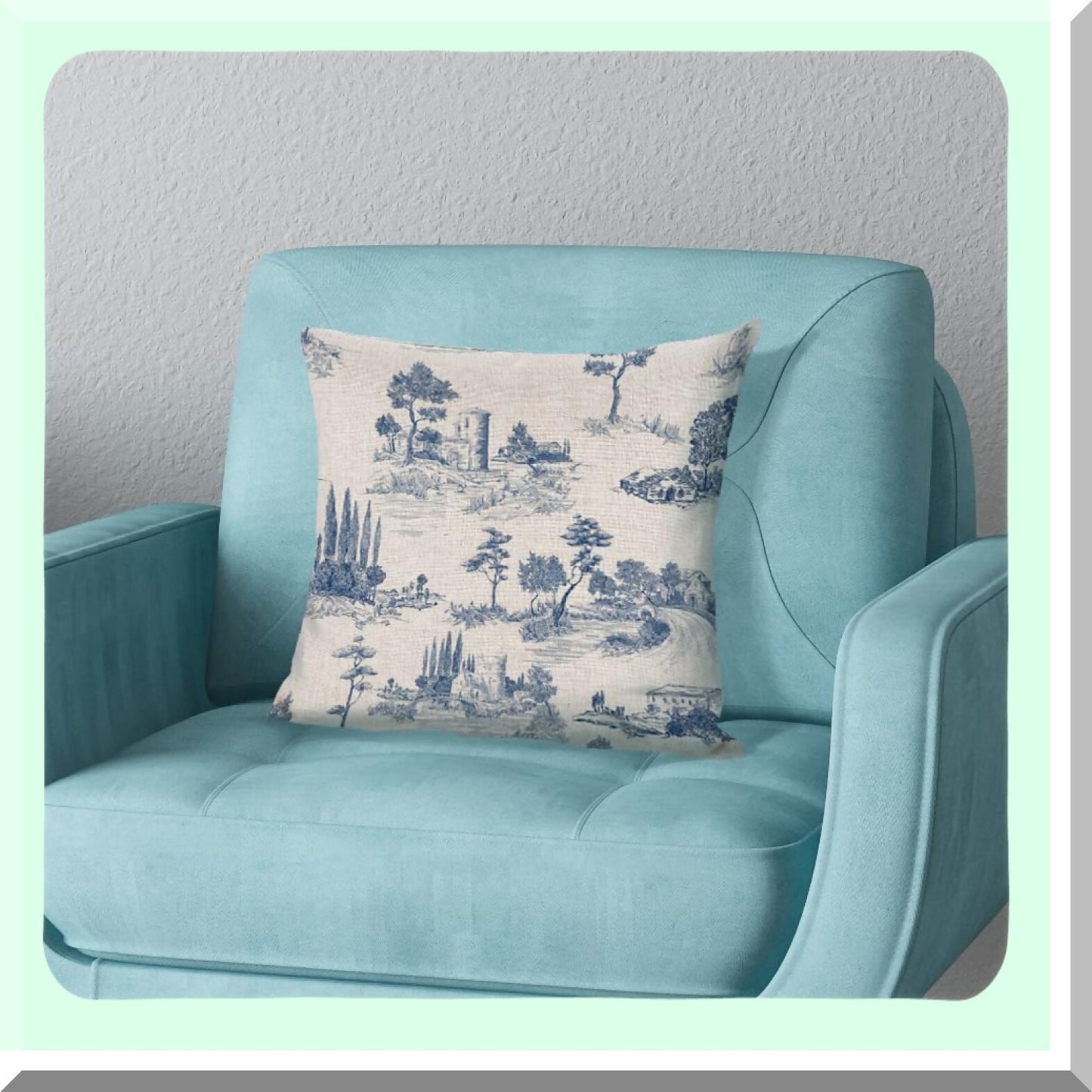 Blue Chinoiserie Vintage Pillow Covers Set - French Country Decorative Cushion Cases for Sofa Living Room - 18x18 inch Throw Pillow Covers Pack of 4