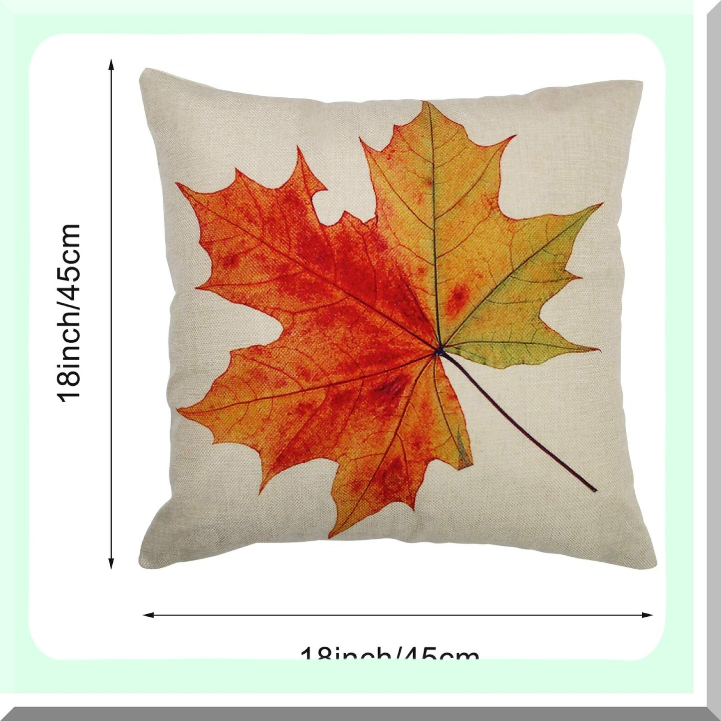 Autumn Maple Leaves Linen Pillow Covers - Set of 2, 18 Inch Decorative Sofa Cushion Cases for Fall Home Decor - Couch, Bed, Car Accessories