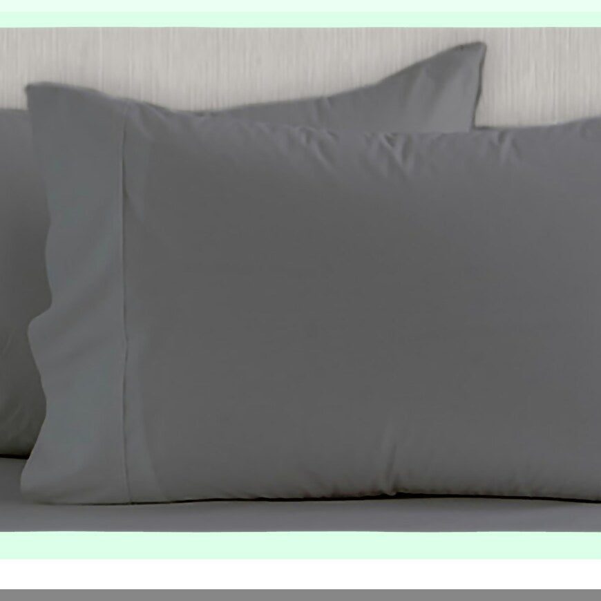 Luxury Comfort 400 Thread Count Cotton Sateen Pillowcases - Set of 2, Stylish Hem, Soft & Cozy Ash Grey Bedding, Standard Size Pillows