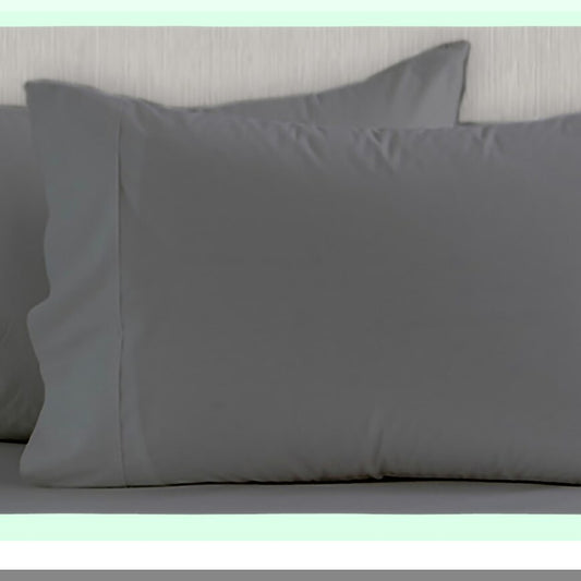 Luxury Comfort 400 Thread Count Cotton Sateen Pillowcases - Set of 2, Stylish Hem, Soft & Cozy Ash Grey Bedding, Standard Size Pillows